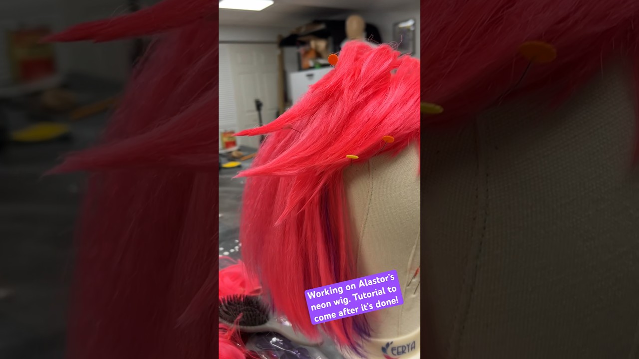 Wig work is difficult but satisfying - stay tuned for the final wig reveal! #alastor #hazbinhotel
