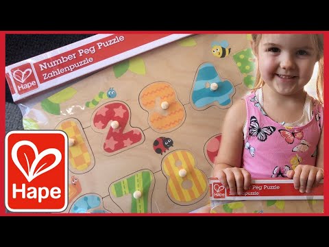 TOY UNBOXING! Hape Peg Puzzle Board Review! Family Fun Surprise! Elliott-May and Pippa