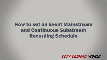 How to set an Event Mainstream and Continuous Substream Recording Schedule