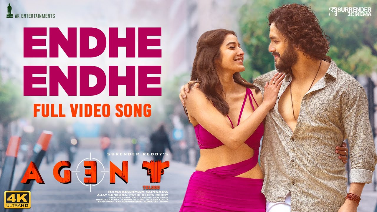 Endhe Endhe Video Song 4K  Agent  Akhil AkkineniSakshi Vaidya  Surender Reddy  Hiphop Tamizha