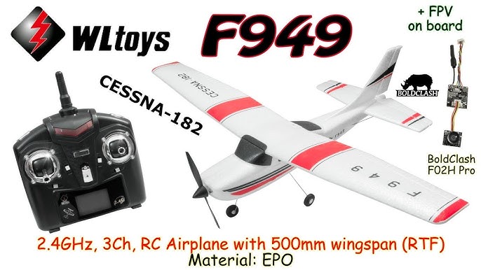 Avião Cessna 182 F949 Controle Remoto 3 Canais 2 Bat Wl Toys