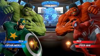 Hulk & Green Captain America VS Red Hulk & Red Spider man - Marvel vs Capcom Infinite