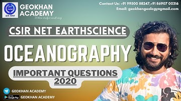 CSIR NET EARTHSCIENCE I Oceanography Important Questions I 2020 I Geology Lectures I Geokhan Academy