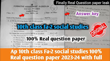 💯ap 10th class social studies Fa2 question paper 2023 |10th fa2 social studies question paper 2023