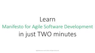 2 Minute Video on Manifesto for Agile Software Development