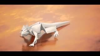 Origami lizard Walk Cycle, Rigged using CAT in 3DS Max