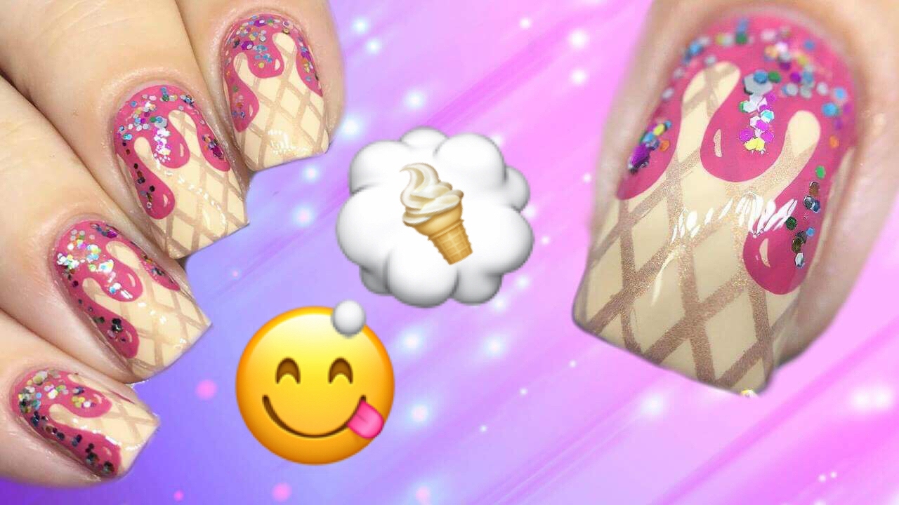 Nail stamping Ice Cream Cone Nail Art Tutorial YouTube