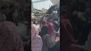 Long Queue for Bread at Destroyed Bakery in Gaza #shorts  | VOA News