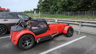 Caterham Seven 485 S start and acceleration ED Tankstele Nürburgring [Lovely Sounds]
