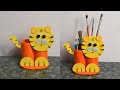 Tiger design pen holder from recycled plastic bottle  plastic bottle craft ideas  asmr