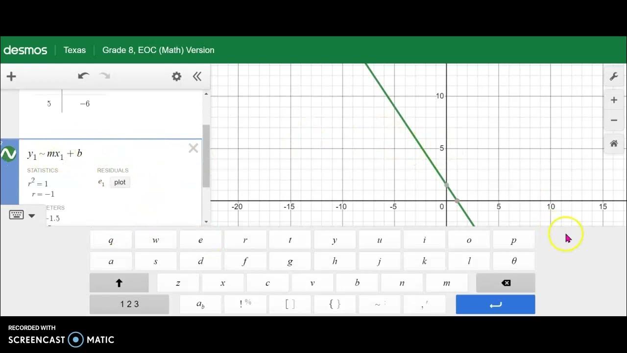 Linear regression using the desmos staar testing calculator youtube