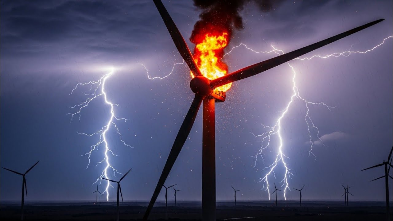 Wind Strikes Lightning Strikes: Texas Wind Turbine Ablaze! - YouTube