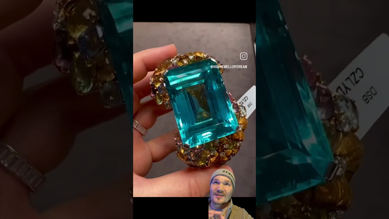 Look at the Color of This Aquamarine Gem on This Vintage Gem Set Bangle Bracelet! 