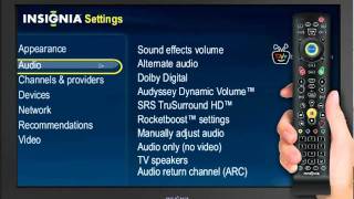 How do i modify audio settings on my insignia connected tv?