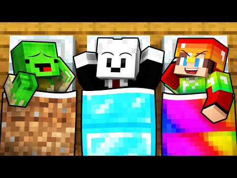 Mikey & JJ & Carrie: POOR vs RICH vs OP SLEEPOVER - Minecraft (Maizen)