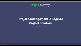 Sage X3  - PJM - Project creation - V11 2017