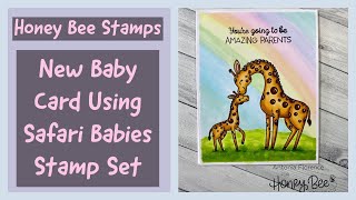 Safari Babies Card With Pastel Rainbow Background