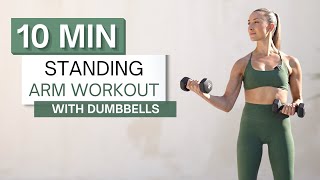 10 min STANDING ARM WORKOUT | With Dumbbells | Zero Planks or Pushups screenshot 4