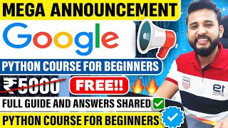 MEGA NEWS FROM GOOGLE | LEARN PYTHON IN ONE WEEK | PAID COURSE FOR FREE | GOOGLE PYTHON COURSE