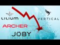 eVTOL Stocks Crash | Lilium Joby Archer Vertical Aerospace | How Low Can They Drop? LILM ACHR BSN