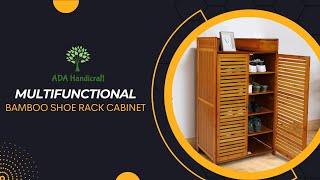 ADA Handicraft Premium Natural Bamboo 7 Tier Shoe Organizer Rack with Door