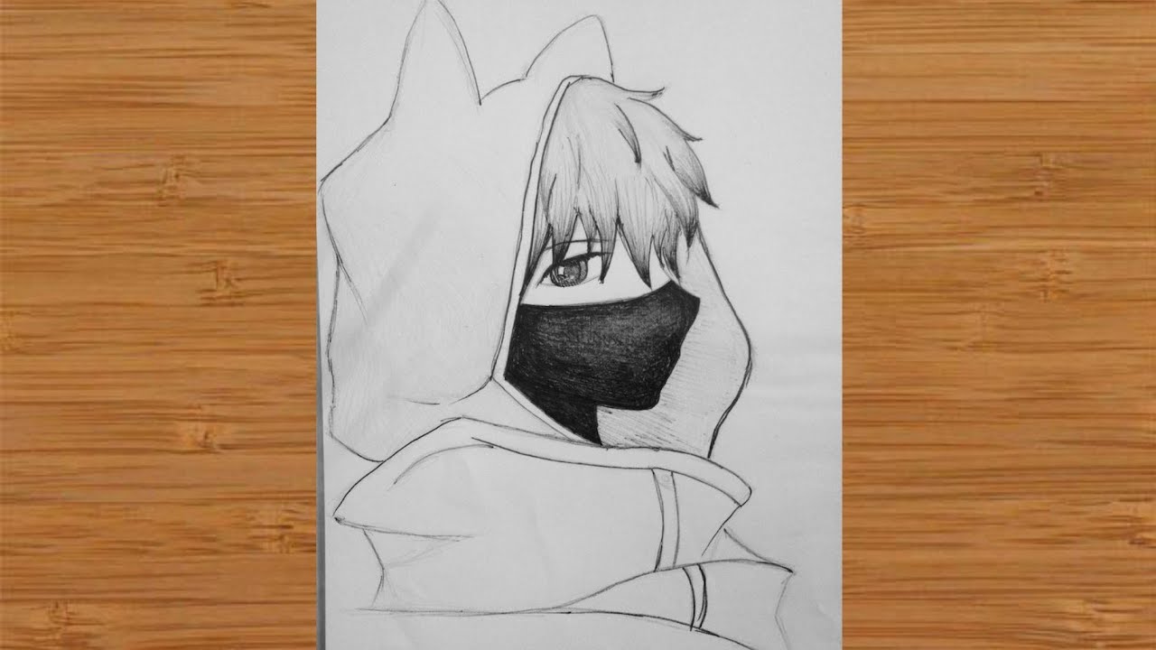 Easy anime drawing  how to draw anime boy wearing a mask easy step-by-step  