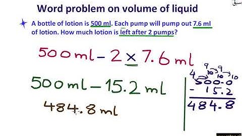 Solve word problem of liquid volumes using four operations, Math Lecture | Sabaq.pk
