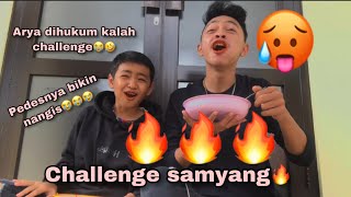 SAMYANG CHALLENGE HABIS DALAM WAKTU 1:40 MENIT || ARYA KALAH KENA HUKUM😭😭