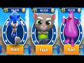 Sonic Dash vs Talking Tom Gold Run vs Grimace Shake - Movie Sonic vs All Bosses Zazz Eggman