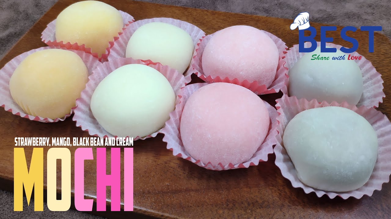 How to make mochi | Cream, Strawberry, Mango and Black Bean Mochi | Tasty Mochi | Mochi Recipe
