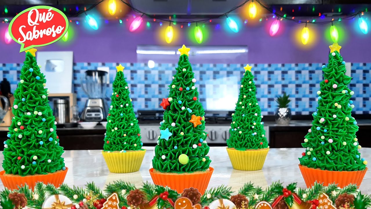 CUPCAKES PARA NAVIDAD FÁCILES Y RÁPIDOS 🎄🎅 How to Make Christmas Tree Cupcakes!