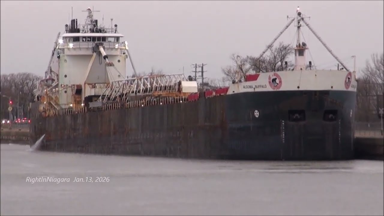 Ships wintering at Port Colborne, 2026, Welland Canal, RADCLIFFE R. LATIMER & ALGOMA BUFFALO