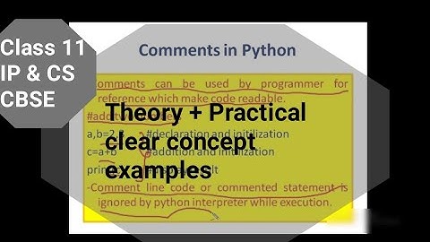 Comment in PYTHON || Class 11 IP and CS || CBSE
