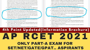 AP RCET 2021 | Only Part-A Exam for SET/NET/GATE/GPAT Aspirants | 4th Point Updated #aprcet2021