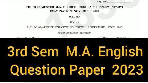 TWENTIETH CENTURY BRITISH LITERATURE : POST 1940      |     3rd Sem   M.A. English     2023 #calicut