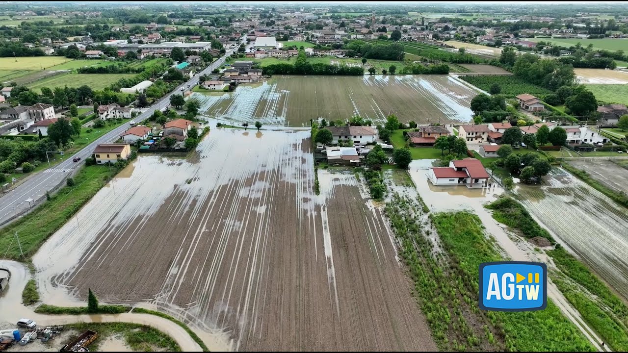 Maltempo, il volo del drone sopra Bessica di Loria (TV) allagata - YouTube