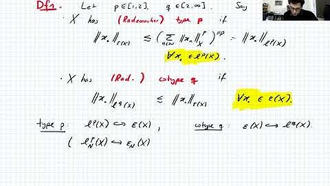 Banach-valued Analysis, Lecture 12 part 2: Rademacher spaces, type and cotype
