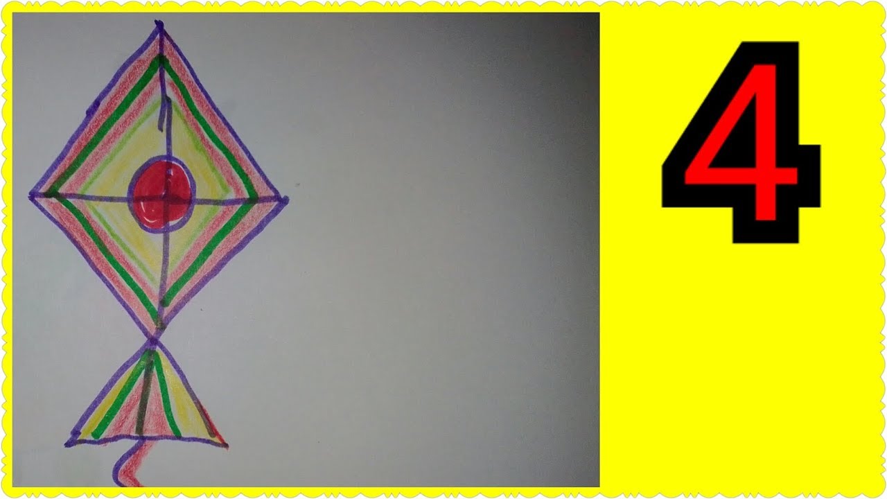 number Drowing, How to draw picture number 4 - YouTube