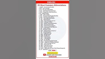 ✅ 35 Most Common Abbreviations in English | Learn English Easily | Learn and Success