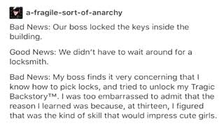 BAD NEWS OUR BOSS LOCKED THE KEYS INSIDE THE BUILDING