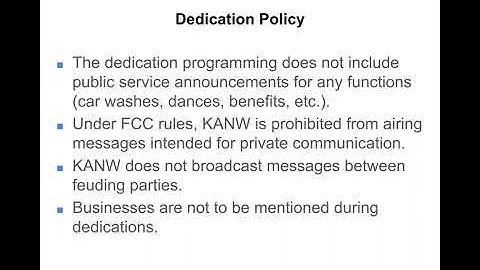 KANW Radio Broadcasting Class Session 10-3 Dedications