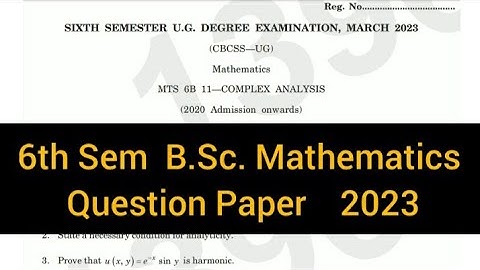 COMPLEX ANALYSIS       |      6th Sem   B.Sc. Mathematics   Question Paper 2023 #calicut
