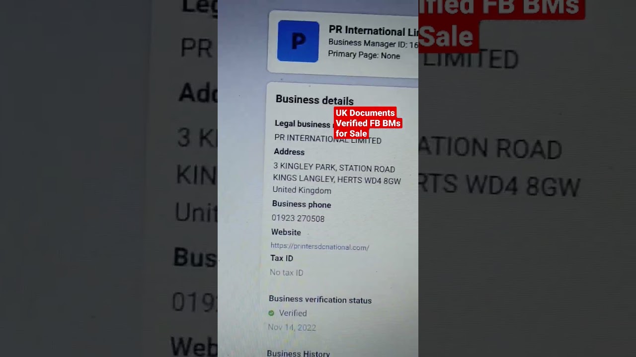 UK Verified Business Manager Accounts for Sale |UK Verified BMs | Verified Facebook Business Manager