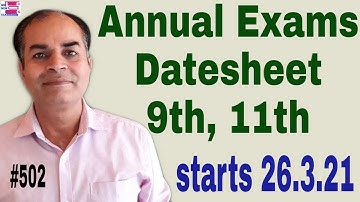 DateSheet exam 9th 11th HBSE 2021