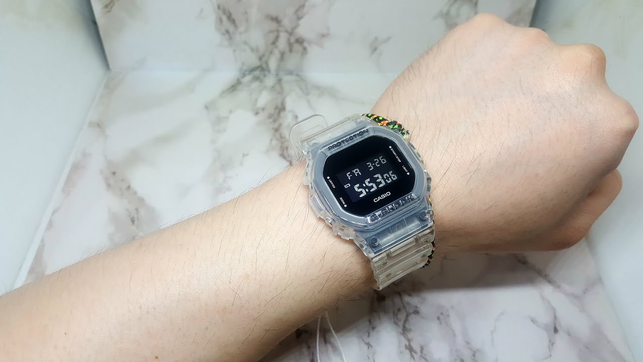 G-Shock DW5600SKE-7 Transparent Digital Watch - Unboxing & Quick