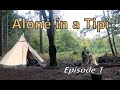 ALONE IN A TIPI | Camp Setup, Woodburner, Cooking, Canvas Tent - EP01