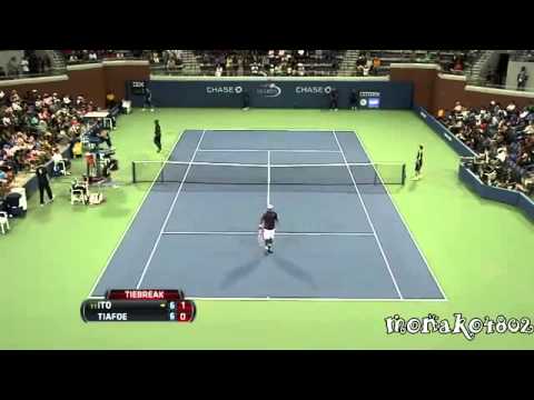 テニス伊藤竜馬vsティアフィ　USopen2014　予選　1回戦