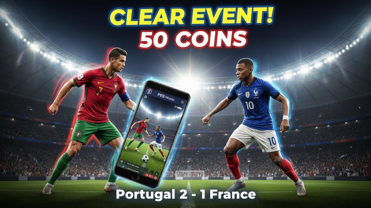 Portugal vs France | Clear Event 50 Coins Challenge | PES Mobile Gameplay
