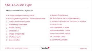 SMETA Sedex Audit Workshop for Suppliers and Manufacturers part 2 (26.04.2021)