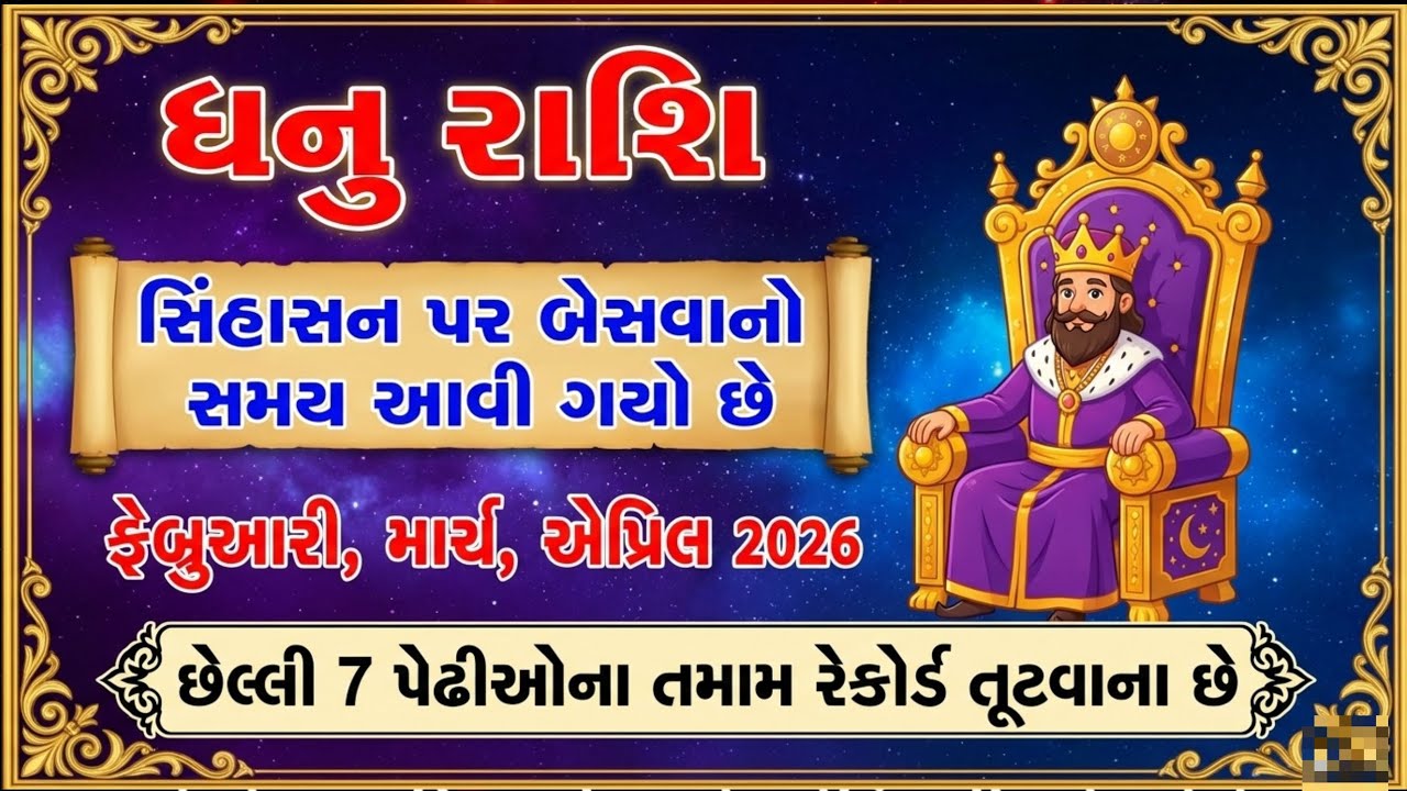 ધનુરાશિ ૨૦૨૬ હવે સિંહાસન પર બેસવાનો સમય આવી ગયો! ૭ પેઢીના રેકોર્ડ તૂટશે! | Dhanu Rashi 2026